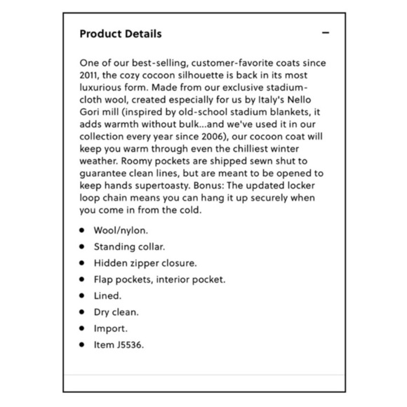 J. Crew Italian Stadium Cloth Wool Cocoon Coat in Navy, Size 2 - Picture 8 of 8